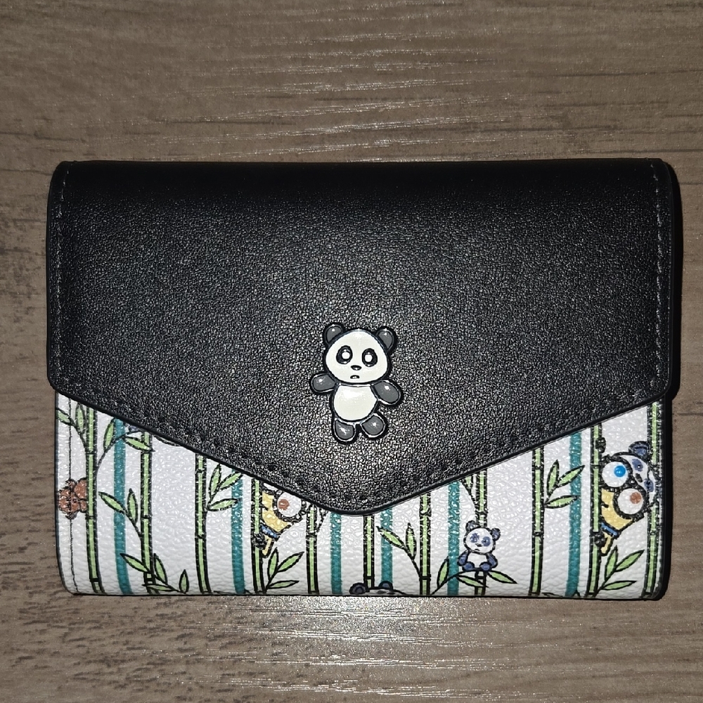 FION Panda Print Wallet with Black Flap